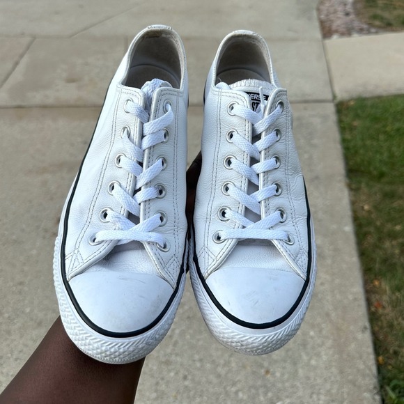Converse Chuck Taylor All Star Unisex Low Top Leather Sneakers Size‎ M7 W9 White - Picture 6 of 13